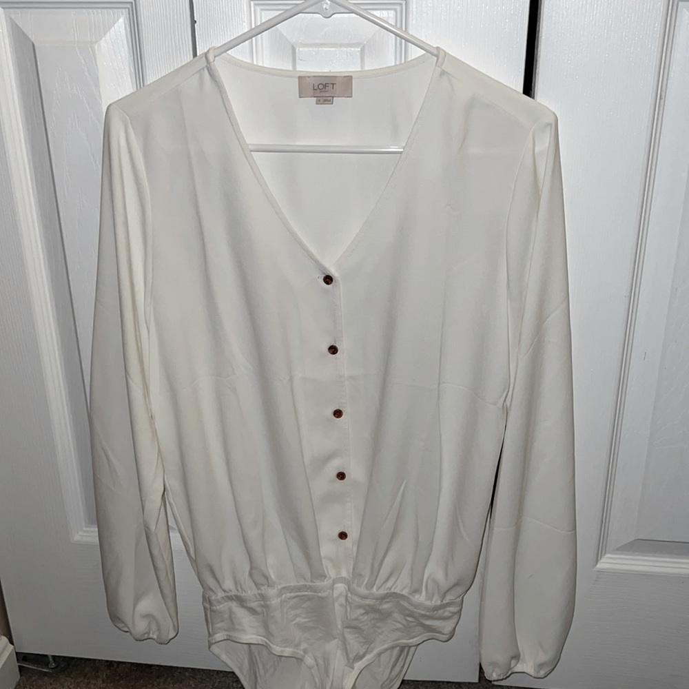 Loft - Button Up Blouse Body Suit - S